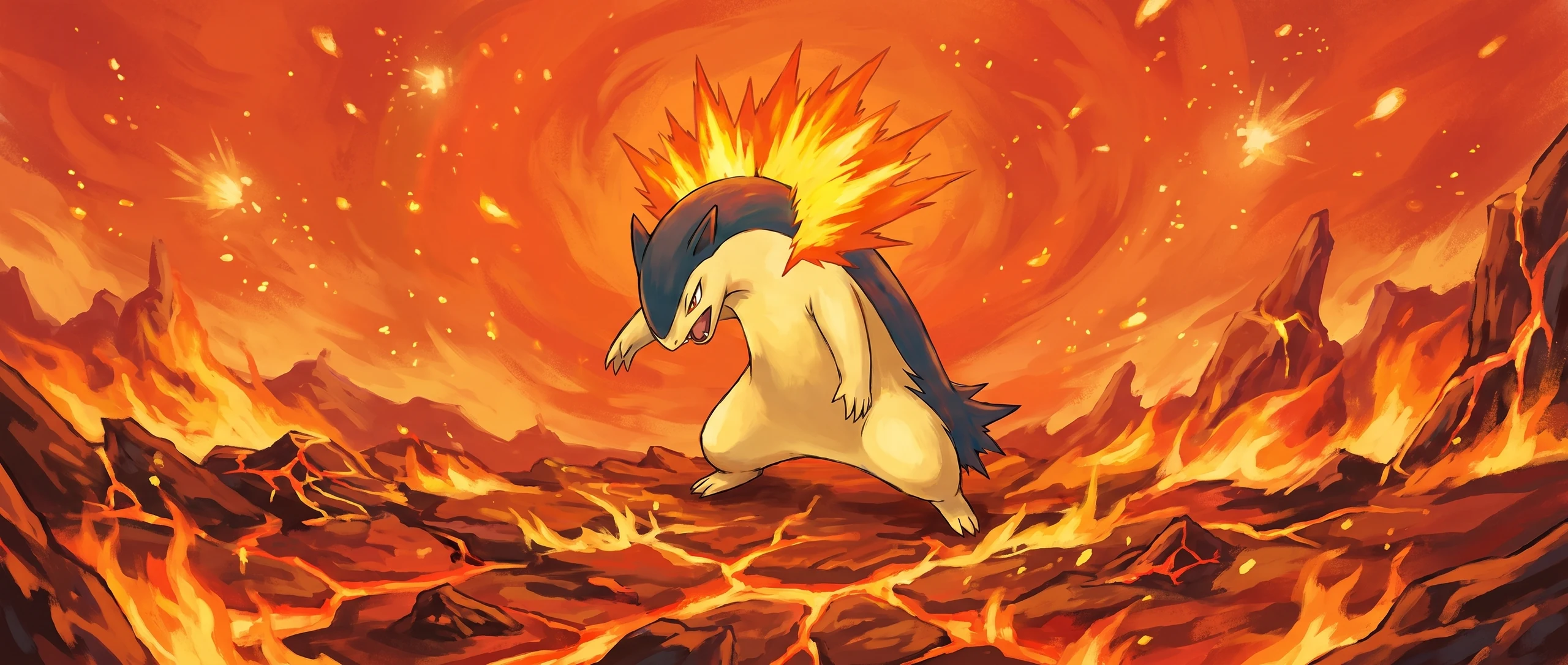 Panorama Poko·Art de Typhlosion, d’après K. Hoshiba.