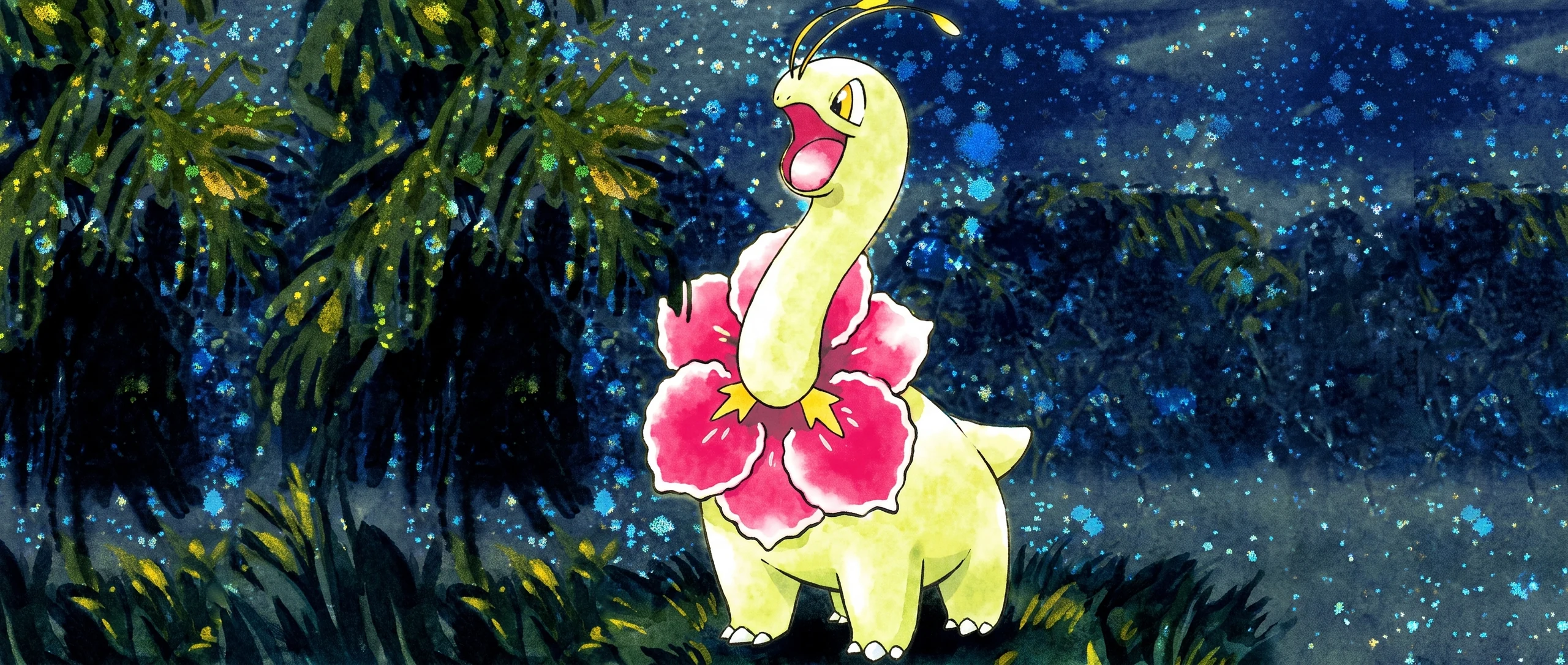 Panorama Poko·Art de Méganium, d’après Ken Sugimori.