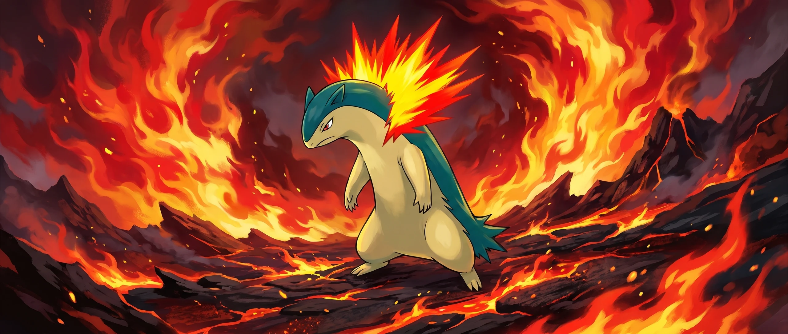 Panorama Poko·Art de Typhlosion, d’après K. Hoshiba.