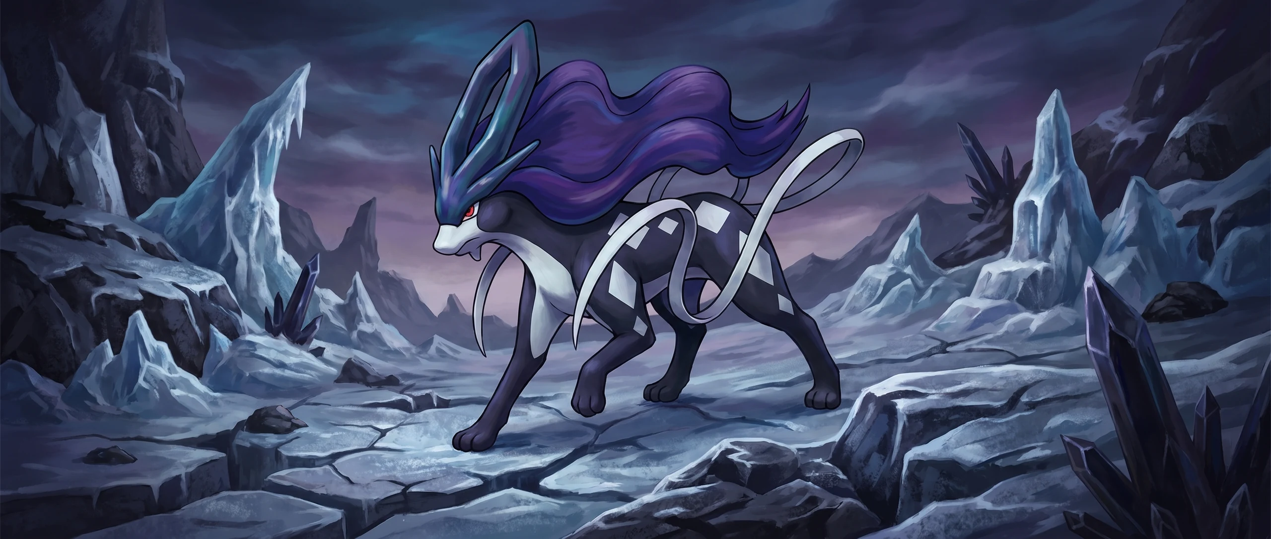 Panorama Poko·Art de Rocket's Suicune ex, d’après Ryo Ueda.