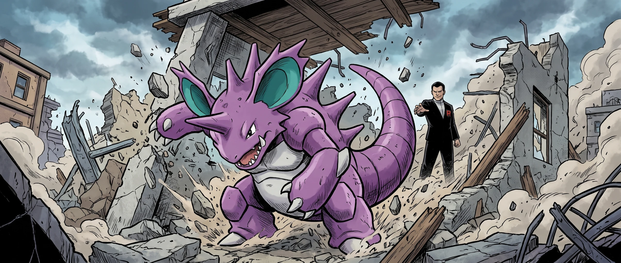 Panorama Poko·Art de Nidoking-ex de la Team Rocket, d’après Uninori.