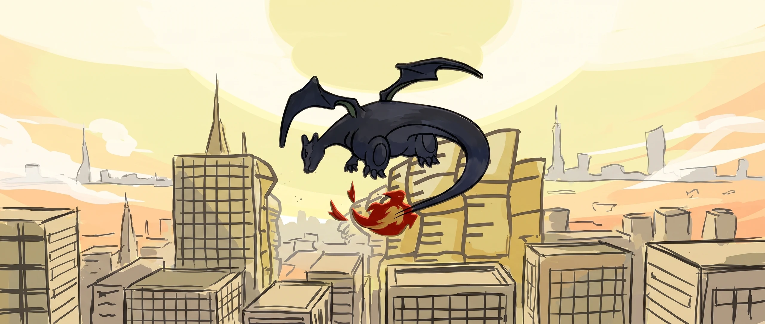 Panorama Poko·Art de Dracaufeu, d’après Hironobu Yoshida.