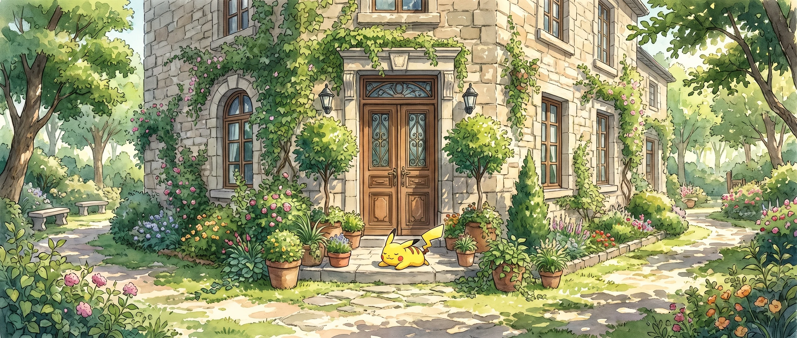 Panorama Poko·Art de Pikachu, d’après Teeziro.