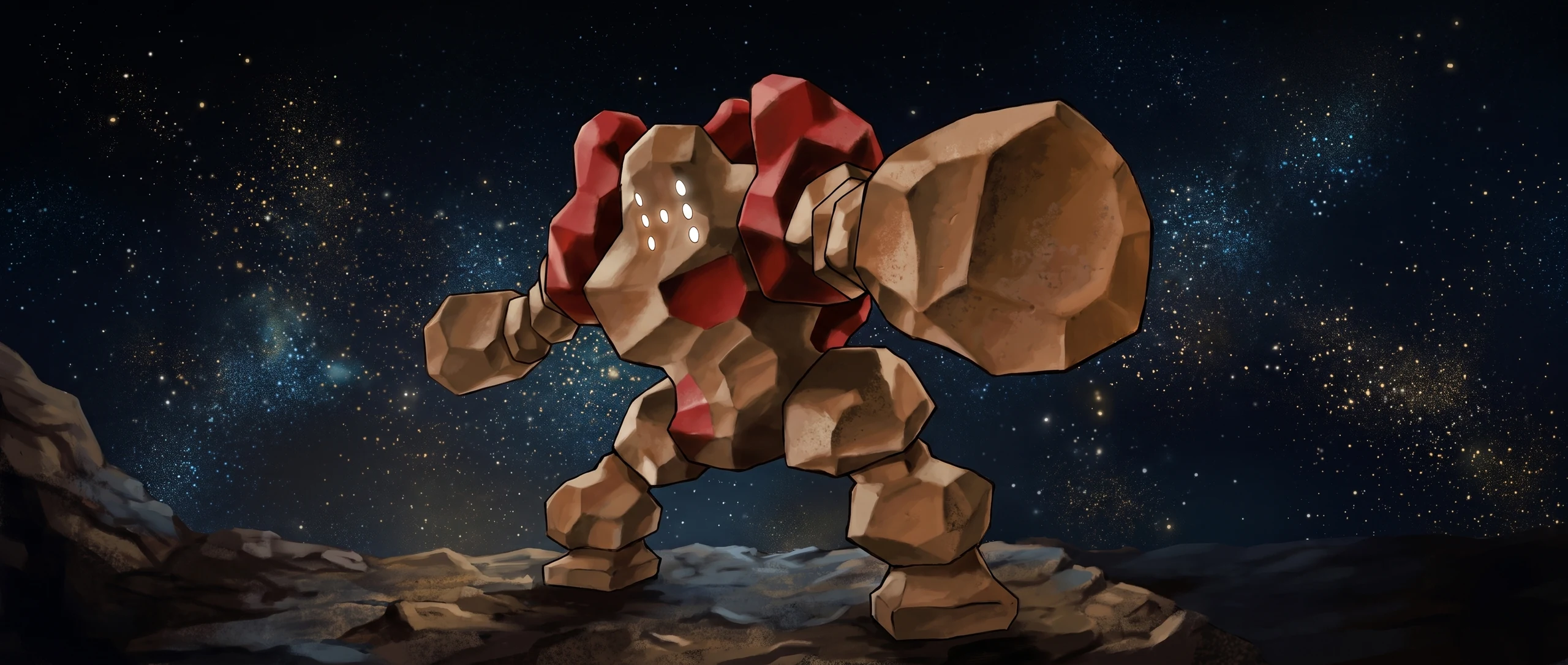 Panorama Poko·Art de Regirock, d’après Masakazu Fukuda.