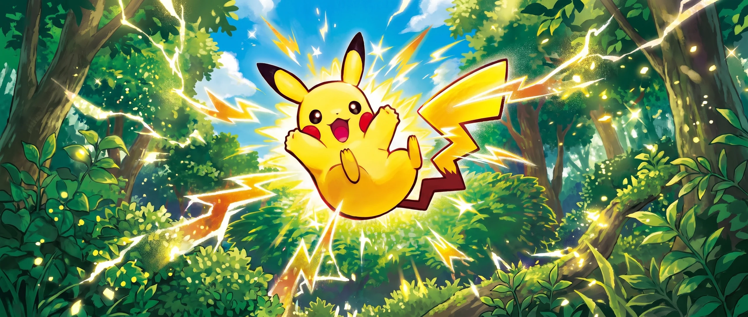 Panorama Poko·Art de Pikachu, d’après Yuu Nishida.